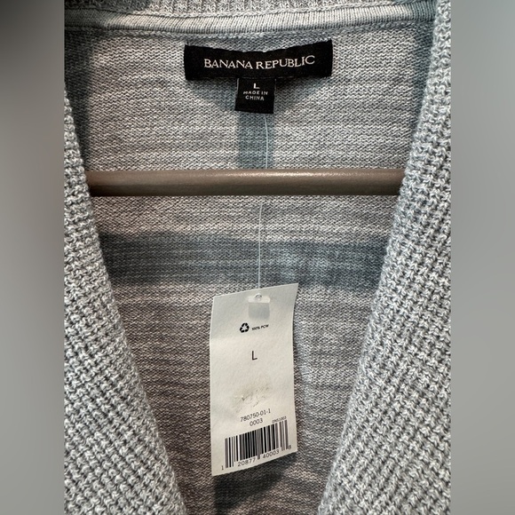 NWT Banana Republic Cardigan Sweater Men’s Large Gray Shawl Neck Button Up - Picture 5 of 7